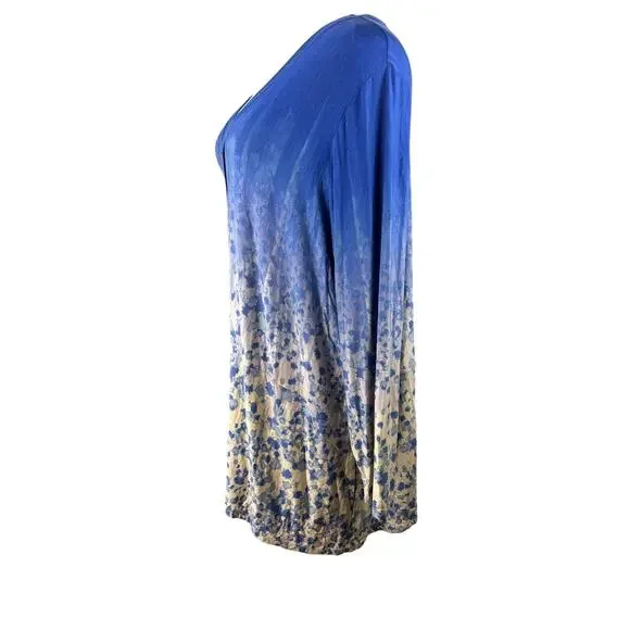 LOGO by Lori Goldstein Printed Ombre Knit Button Front Cardigan Plus Size 3X - Picture 11 of 15